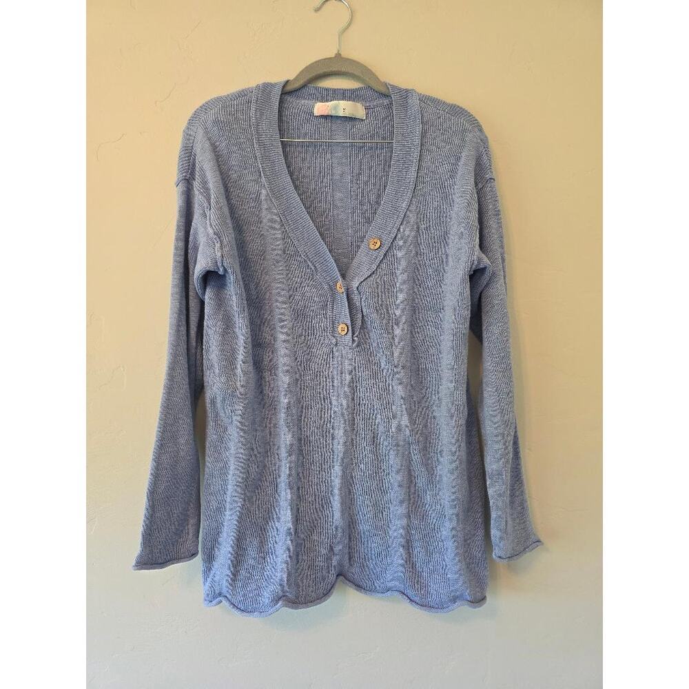 FP Beach Blue Oversized Knit Tunic Sweater Women’s Medium Boho Coastal